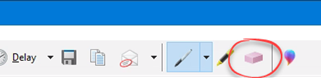 Eraser button in the snipping tool menu bar