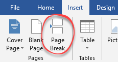 Page break button