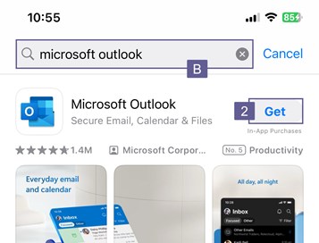 Search for outlook in Google Play store.  Then click the Get button