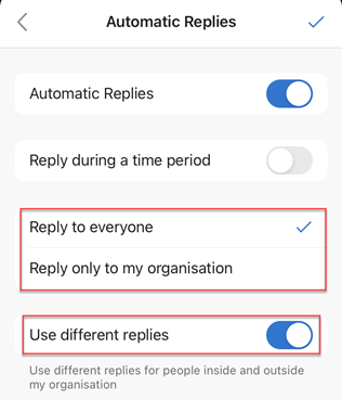 Reply to everyone option ticked in outlook app