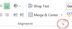 Format cells alignment button