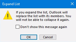 Expand Distribution List Warning