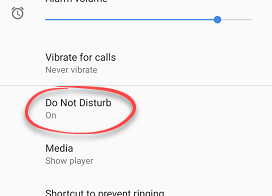 Do Not Disturb settings switched on in Android