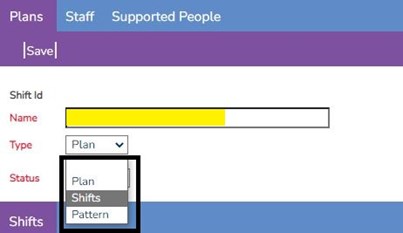 Change Type to Shifts