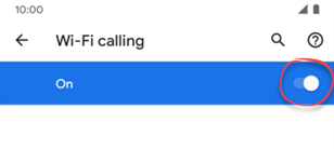 Turn on the WiFi calling option