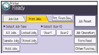 Print Jobs tab on printer