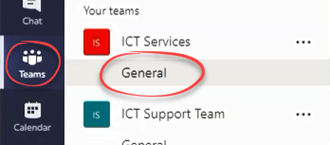 Team tab, "General ICT Services" team seleted