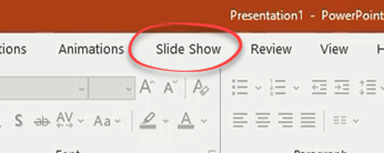 Slide Show ribbon tab in Powerpoint