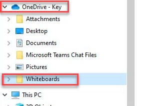 Whiteboards folder in OneDrive