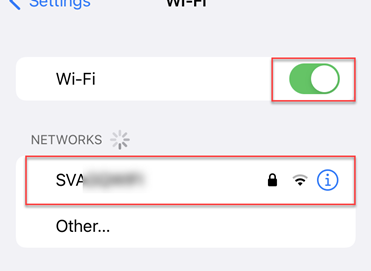 Select the WiFi network you need to use in settings