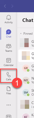 Calls button in Teams toolbar