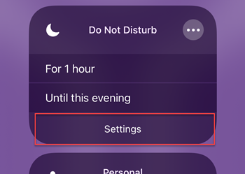 Settings button in do not disturb