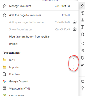 Folder icon in favourites list