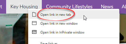 Right clicking on link, open link in new tab option selected