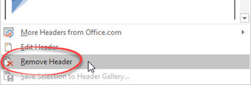 Remove header option in drop down menu
