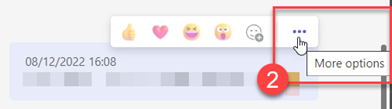 More options button when hovering over a chat message in Teams