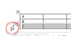 Select a row in a table