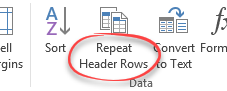 Repeat Header Rows button in ribbon