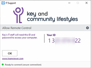 Teamviewer window showing the ID number