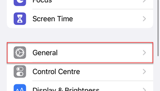 General option in iPhone settings app