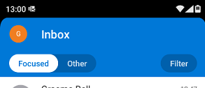 Focused inbox option at the top of Inbox