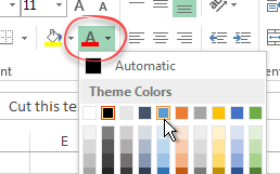 font colour drop down menu