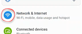 Network and Internet option in phone settings