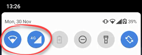 WiFi and Data connection icon in notification window on phone