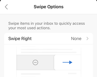Swipe right option in Outlook App