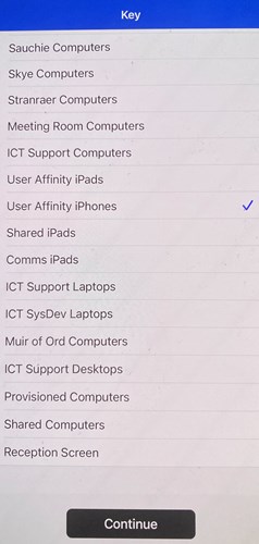 Choosing user affinity iphones in the company portal app