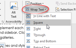 Wrap text drop down menu