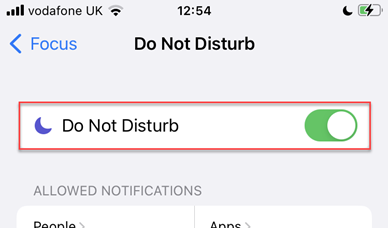 Do Not Disturb switched on
