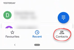 Contacts icon in the phone app