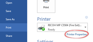 Printer Properties option
