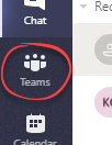 Teams button in bar