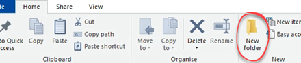 New folder icon in ribbon