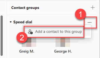 show speed dial menu then add a contact shown