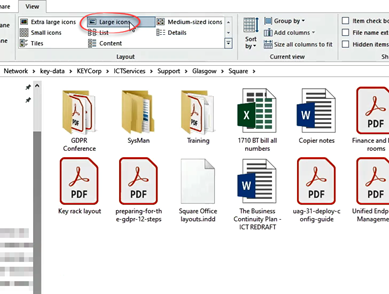 Files displayed as large icons in files explorer