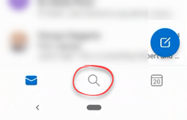 Search icon in Outlook App