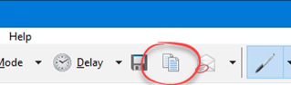 Copy button in the snipping tool menu bar