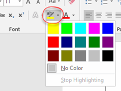Change highlighter colour using drop down menu