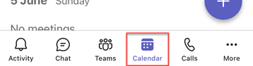 Calendar button in Teams