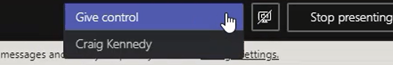 Give control over to another user when screen sharing in Teams