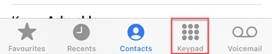 Keypad icon in the phone app