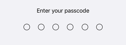 Passcode screen on iPhone