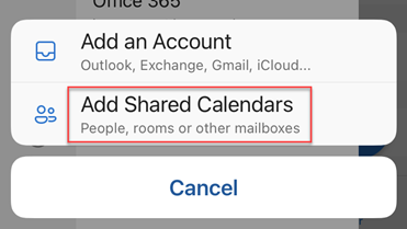 Add Shared Calendars option