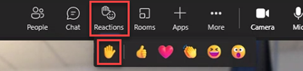 Reactions button.  Hands Up icon