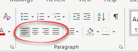 Alignment options in word