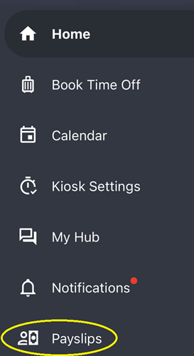PXD app menu