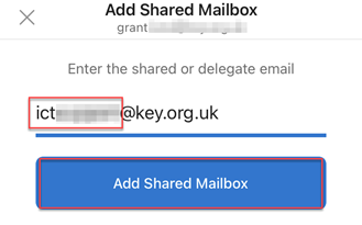 Type email address of the shared mailbox